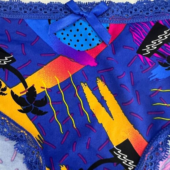 Splendies Pastel Abstract Beachy Vibe Print Lace Trim Panty Womens Size Small - Picture 2 of 7